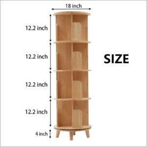 Gdrasuya10 4 Tier Rotating Bookshelf with Legs, Floor Standing Bookshelf Stackable Bookshelf Wood Bookcase Round Bookshelf 360 Display Book Shelf for Living Room Bedroom