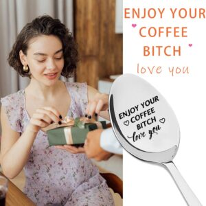 Best Friend Bestie Spoon Gifts for Women Men Funny Coffeespoons for Best Friends BFF Birthday Gifts for Besties Sister Brother Enjoy Your Coffee Spoon for Husband Boyfriend Anniversary Present