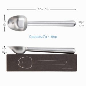 Easyworkz Stainless Steel Long Hollow Handle Coffee Scoop,7g Measuring Spoon for Ground Coffee and Loose Leaf Tea, Brushed Silver