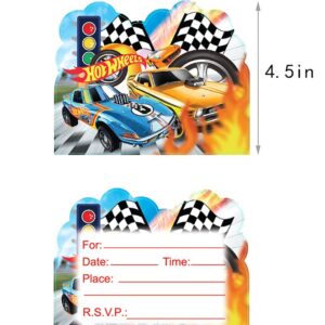 LEOWEST 20pcs Hot Wheels Birthday Invitations,Hot Wheels Party Invitations Birthday Party Supplies Decoration (Invitations20pcs)