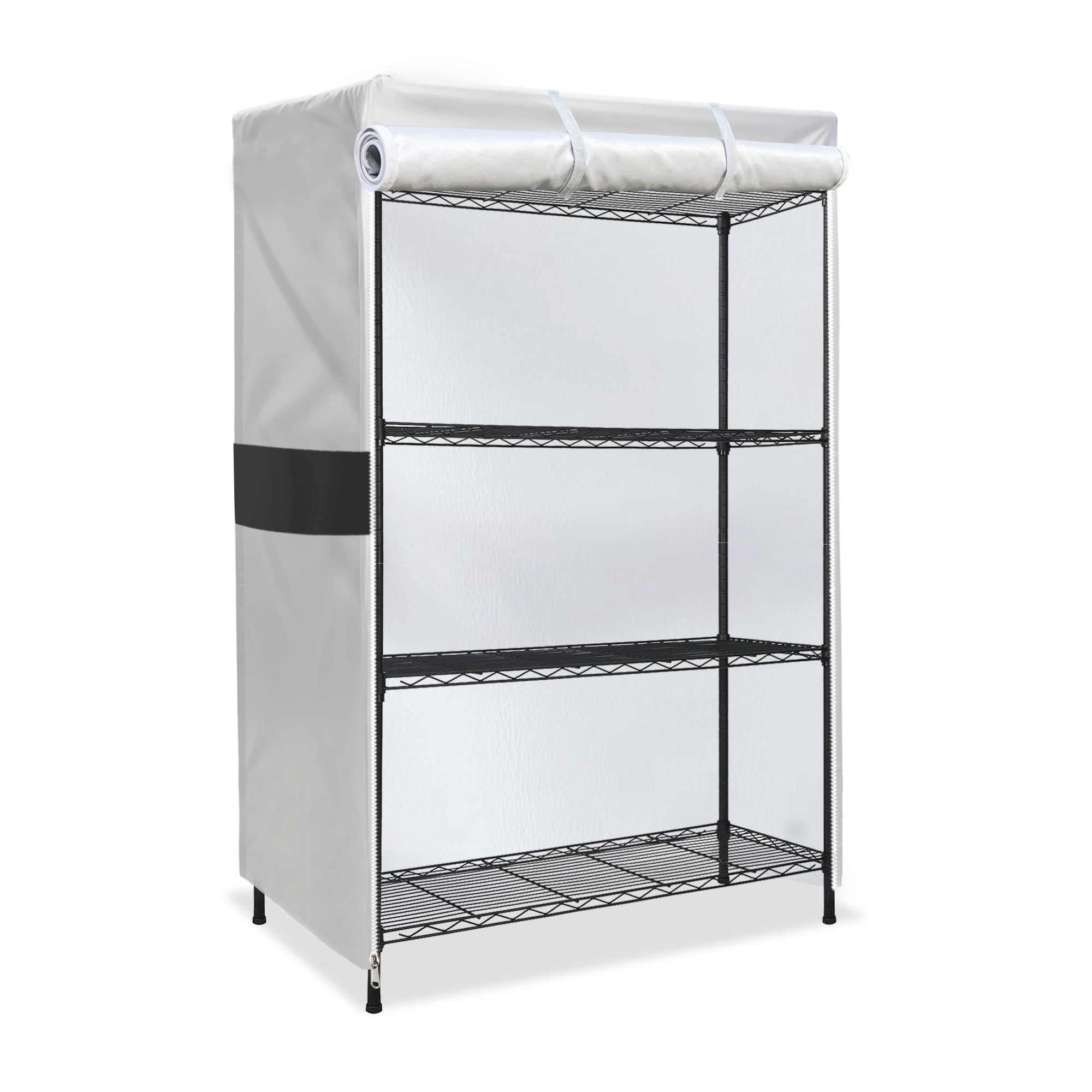 MOLLYAIR Wire Shelf Covers,600D Heavy Duty Waterproof Dustproof Shelving Unit Cover, Rack Covers Suitable for Multiple Scenarios Such as Living Rooms, Kitchens, and More. (Silver Black,36x18x72 Inch)