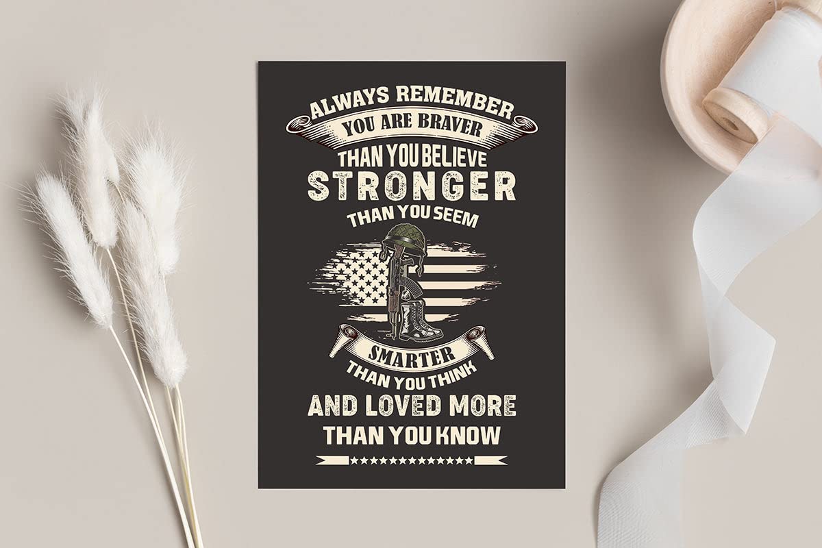 Emily gift Motivational Card For Soldier - Veteran With Envelope - A Great Inspirational Card To Show Appreciation For A Militar On A Special Day - Birthday - Retirement - Graduation