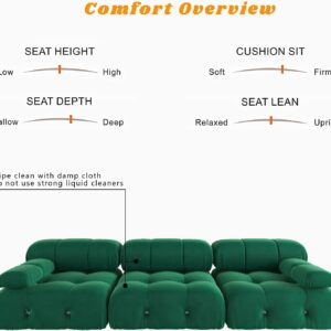 TIFLON Modular Sectional Sofa,Minimalist Velvet Sofas Couches, Modern Convertible Couch 3 Seats Living Room Sofa Sets for Office Apartment,104"(Green)