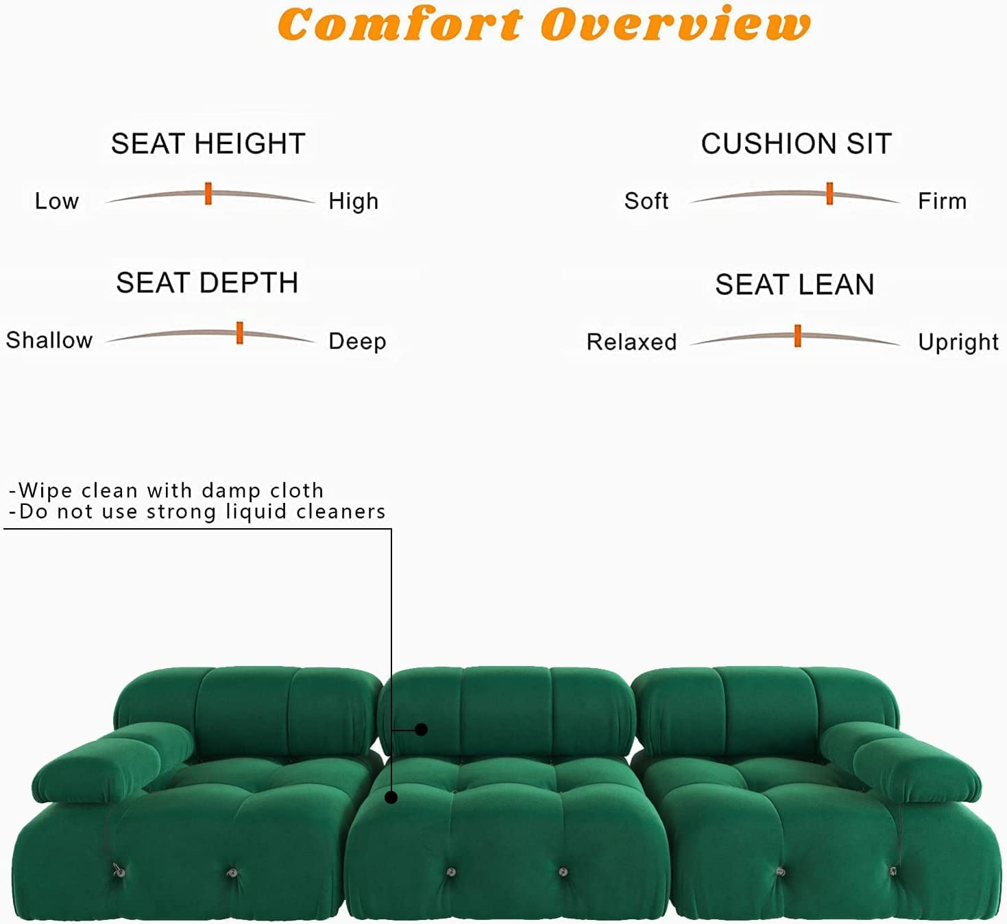 TIFLON Modular Sectional Sofa,Minimalist Velvet Sofas Couches, Modern Convertible Couch 3 Seats Living Room Sofa Sets for Office Apartment,104"(Green)