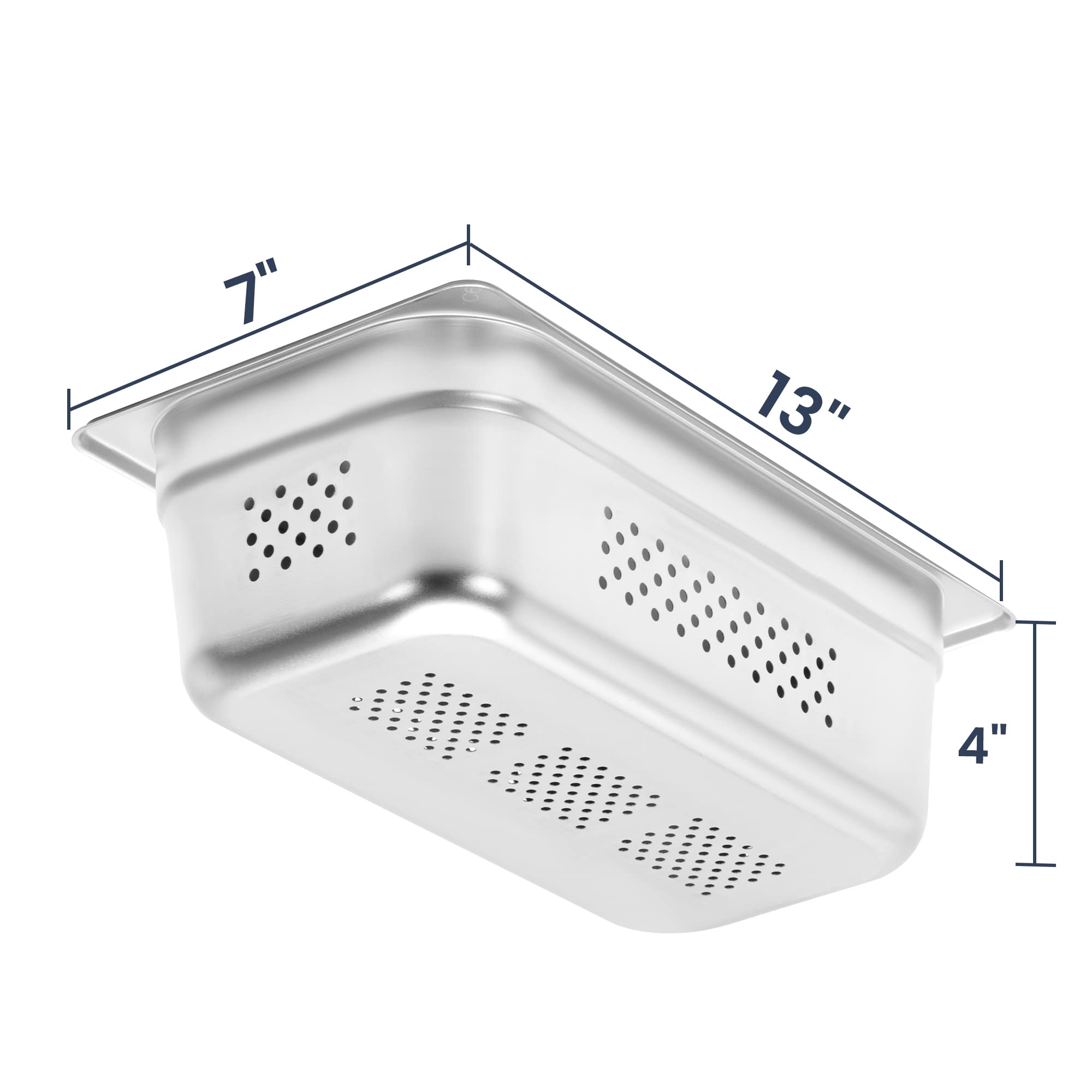 BIEAMA 1/3 Size 4" Deep, NSF Anti-Jam Perforated Stainless Steel Steam Table Pan, Hotel Pan