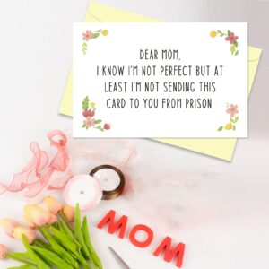 Arsagen Humorous Mother's Day Card, At Least Not From Prison Card, Funny Birthday Card for Mom From Son Daughter