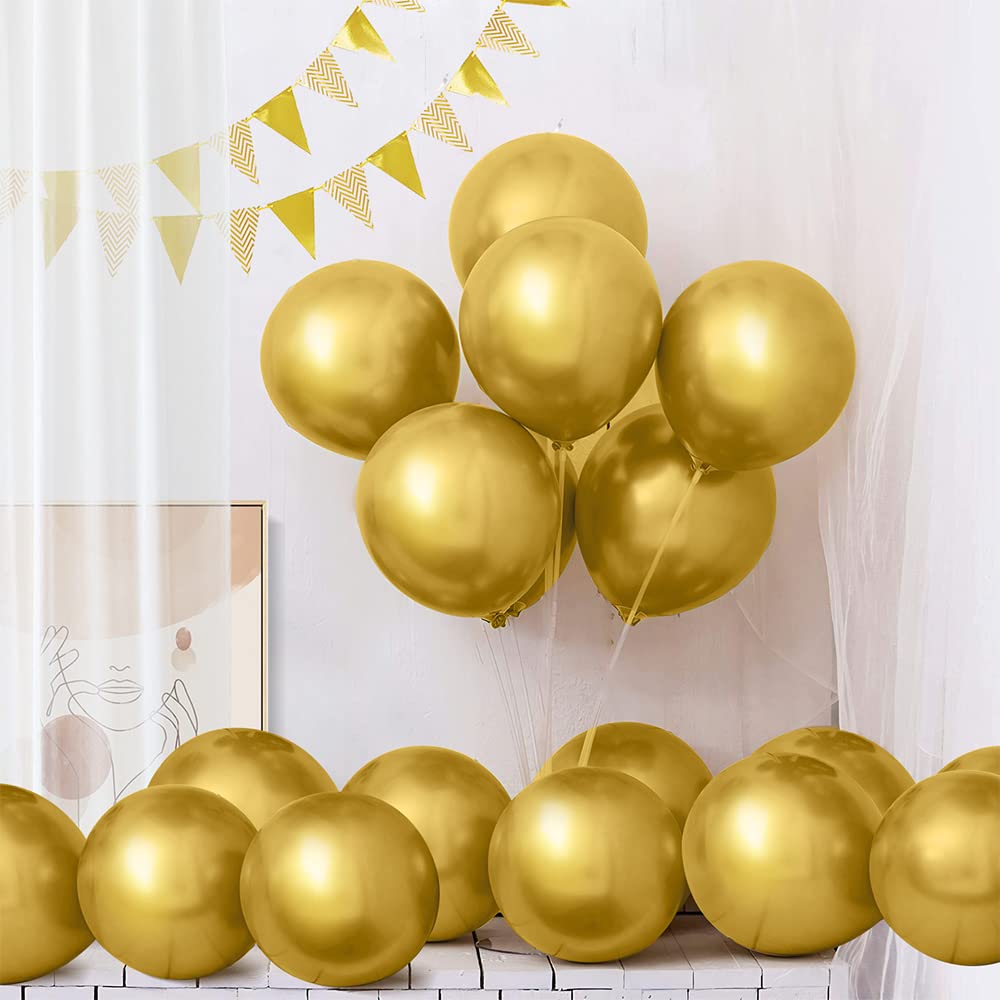 Gold Balloons, 5 Inch Balloons 50pcs, Gold Chrome Balloons, Metallic Balloons, Foil Balloons, Balloons for Party Decoration, Gold Round Balloon Arch