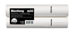 bienfang sketching & tracing paper roll, white, 12 inches x 50 yards (2-pack) - for drawing, trace, sketch, sewing pattern