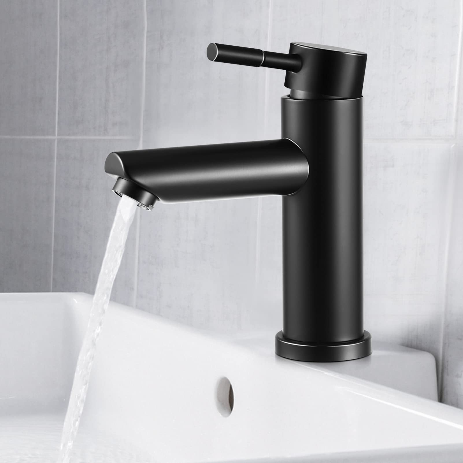 DOITOOL Basin Faucet Single Hole Bathroom Faucet Black Faucet Bath Faucet Kitchen Sink Faucet Bathtub Faucet Bath Mixer Tap Faucet for Bathtub Bathroom Tap Stainless Steel Spout