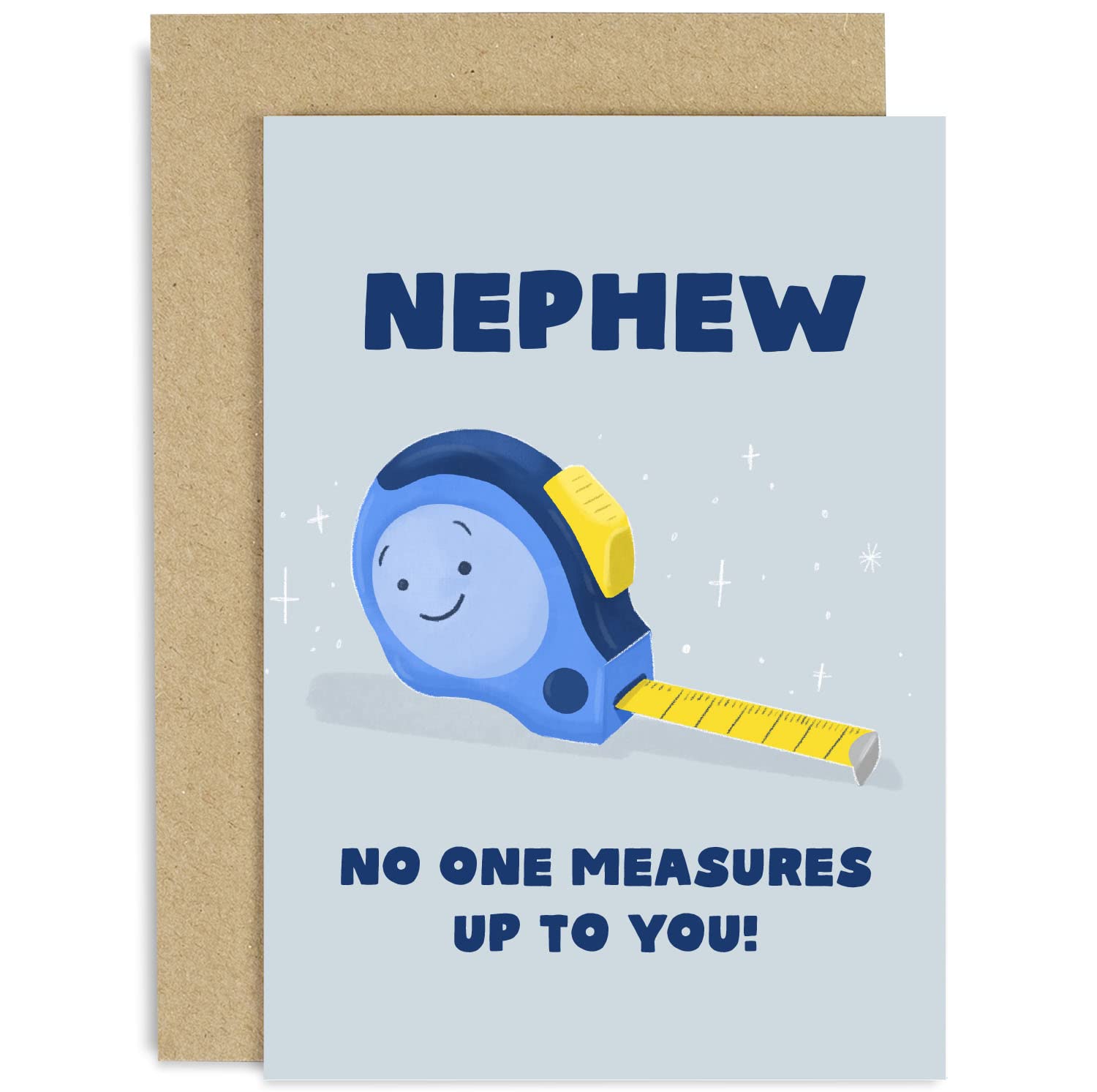 Old English Co. Fun Birthday Card for Nephew - 'No One Measures Up To You' DIY Handyman Card for Him - Card for Men - Thank You Greeting Card From Aunt or Uncle | Blank Inside with Envelope