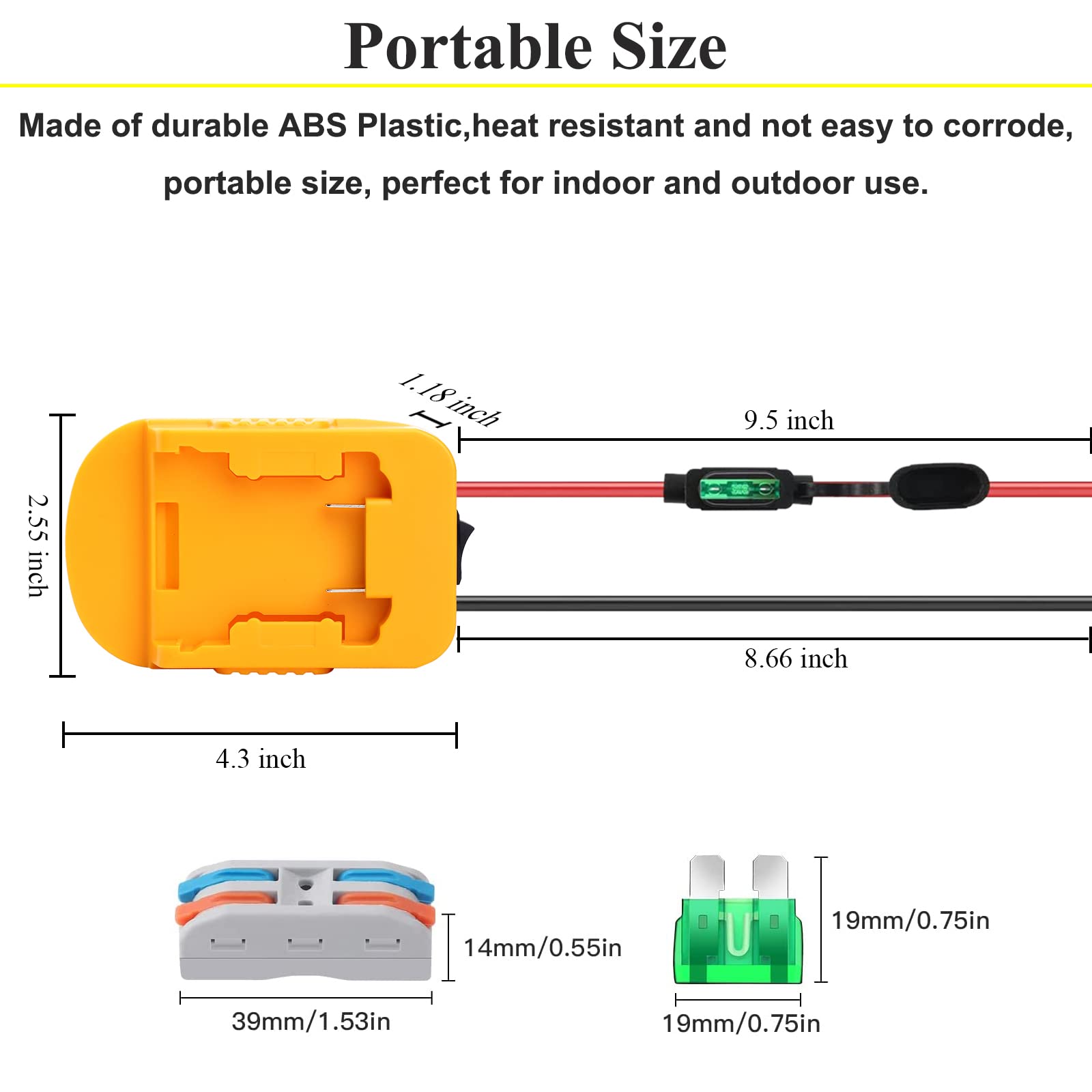 2 Packs Power Wheel Adapter for Dewalt 20V MAX Battery DCB205 DCB206 DCB204 DCB203 Adapter Converter Kit with Fuses & Wire Terminals Connector for DIY Ride On Truck, Robotics, RC Toys and Work Lights