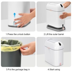 Touchless Bathroom Trash Can with Butterfly Lid, 2.5 Gallon Waterproof Trash Bin, Motion Sensor Garbage Can for Office, Kitchen, Bedroom, Toilet Narrow Seam