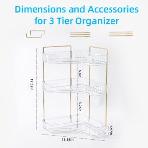 JSMKJ Makeup Organizer, 3 Tier Bathroom Organizer for Perfumes and Makeups,Skincare,Toiletries ect Multifunctional Organizer Rack for Dresser, Bedroom, Living Room, Bathroom (Transparent(3Tier))