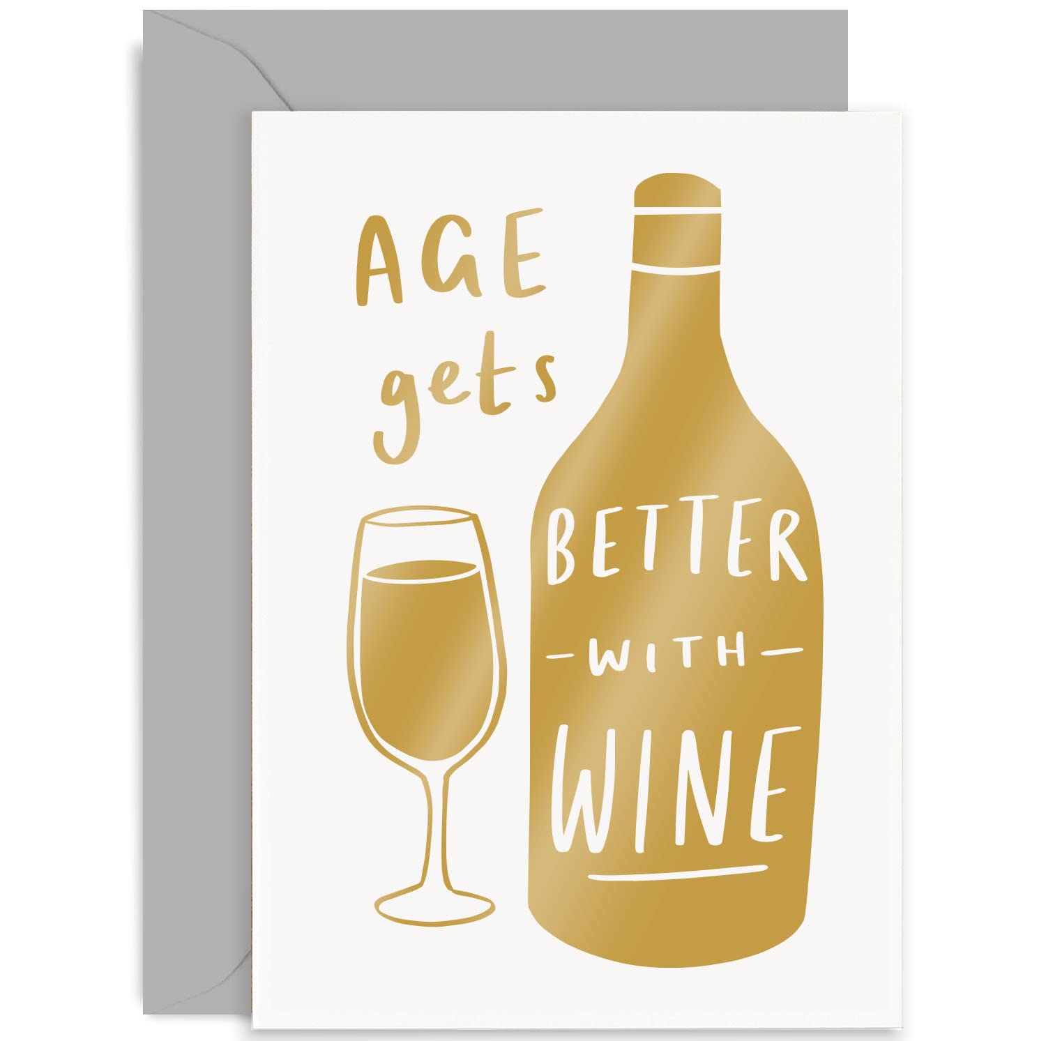 Old English Co. Funny Wine Birthday Card for Women Men - 'Age Gets Better With Wine' Humorous Birthday Card for Him or Her - Hilarious Birthday Card for Dad Mum | Blank Inside with Envelope