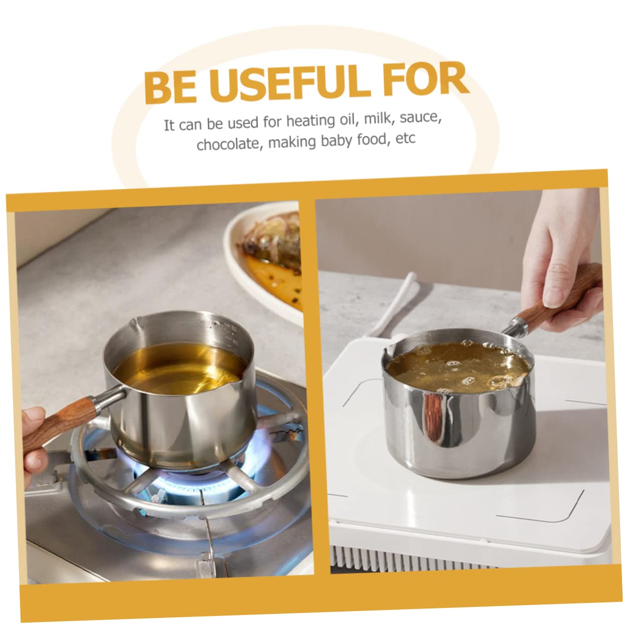 KICHOUSE Hot Oil Pan Coffee Pot Stew Pot Double Boiler Bowls Mini Butter Hot Pot Coffee Milk Warmer Hot Chocolate Pot Outdoor Pot Noodle Pots Egg Pan Pans Baby Metal Stainless Steel Turkey