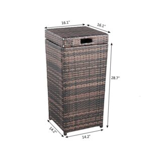 Patio Weather Resistant Wicker Trash Bin Grey