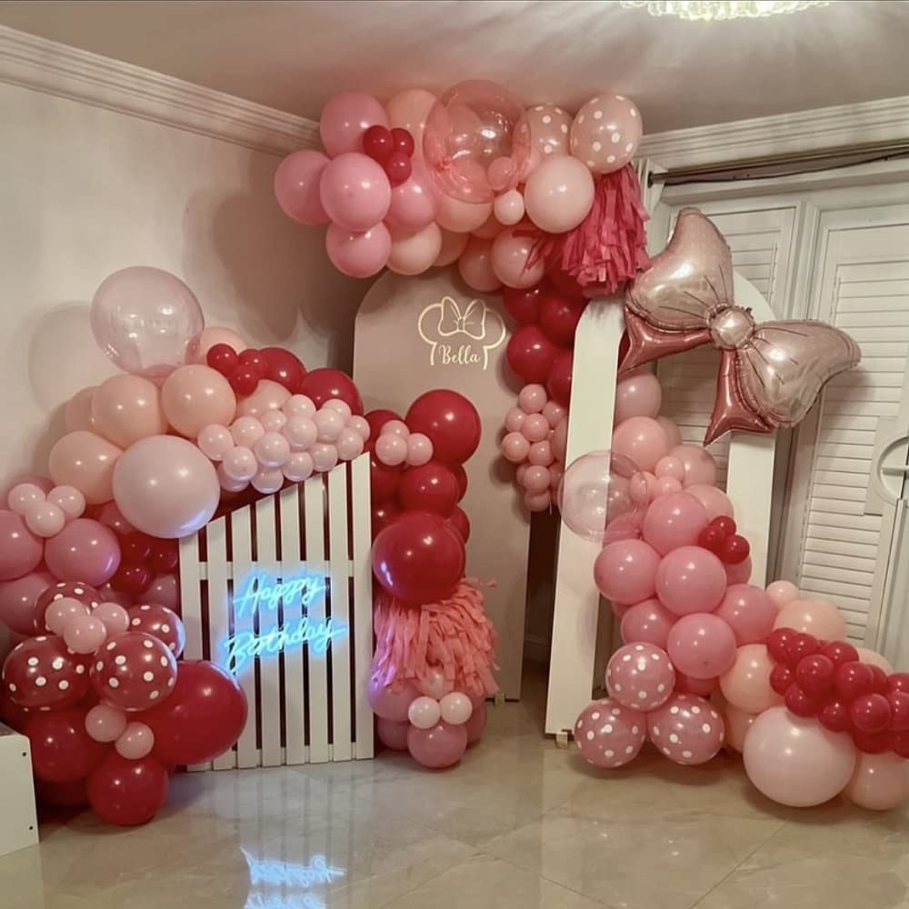 Hot Pink Balloon Arch Kit for Pink Mouse for Baby Shower Wedding Birthday Party Girls Party Decor Princess Mouse Theme Patry