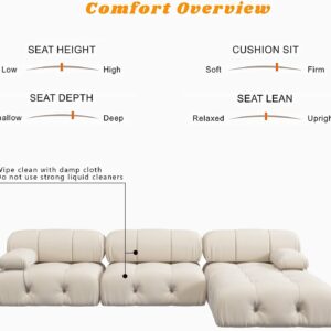 TIFLON Modular Sectional Sofa, U-Shaped Velvet Sofas Couches,Minimalist Convertible Couch Modern 6-Seat Couch with Chaise Ottomans Living Room Sofa Sets for Office Apartment,138"(Beige)