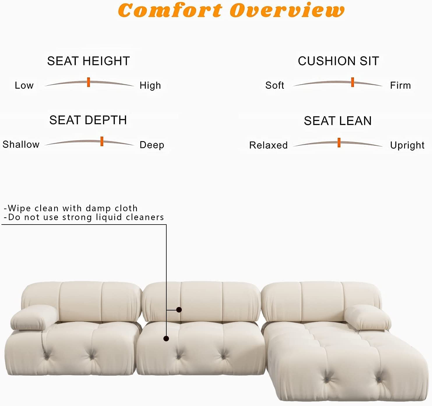 TIFLON Modular Sectional Sofa, U-Shaped Velvet Sofas Couches,Minimalist Convertible Couch Modern 6-Seat Couch with Chaise Ottomans Living Room Sofa Sets for Office Apartment,138"(Beige)