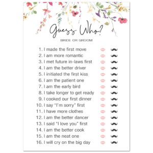 24 wildflower floral bridal shower games (guess who bride or groom)