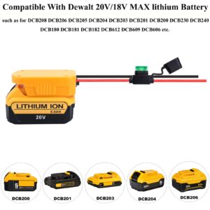 2 Packs Power Wheel Adapter for Dewalt 20V MAX Battery DCB205 DCB206 DCB204 DCB203 Adapter Converter Kit with Fuses & Wire Terminals Connector for DIY Ride On Truck, Robotics, RC Toys and Work Lights