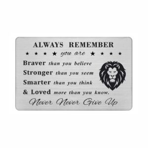 degasken lion birthday card for men - you are braver than you believe - personalized steel engraved wallet card