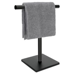 square t-shape hand towel holder - standing hand towel rack for bathroom or kitchen countertops, with sus304 stainless steel matte black finish,minimalist style