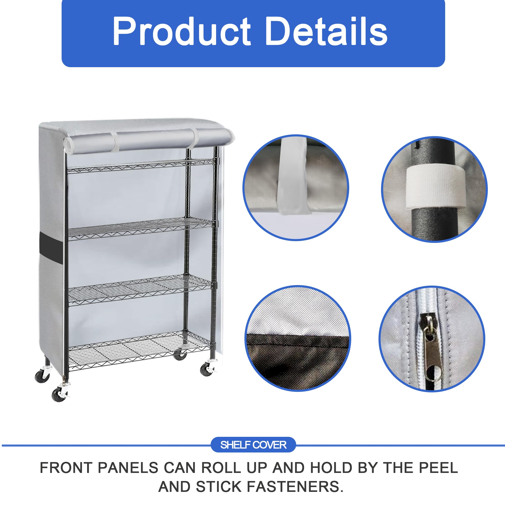 MOLLYAIR Wire Shelf Covers,600D Heavy Duty Waterproof Dustproof Shelving Unit Cover, Rack Covers Suitable for Multiple Scenarios Such as Living Rooms, Kitchens, and More. (Silver Black,36x18x72 Inch)