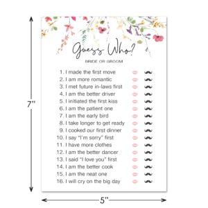 24 Wildflower Floral Bridal Shower Games (Guess Who Bride or Groom)