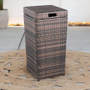 Patio Weather Resistant Wicker Trash Bin Grey