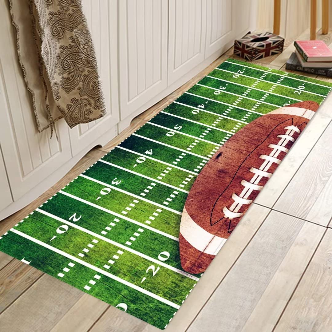 DAOPUDA Long Runner Rug for Hallway,Football Field American Sports Green Lawn Sport Game Team Competition,Area Rug Non-Slip Floor Carpet for Bedroom Indoor Entrance Door Mat Washable Kitchen Rugs