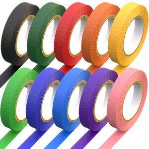 hnxazg 10 rolls colored masking tape, 1 inch wide total 360 feet long, rainbow color painters tape labelling tape for kids crafts moving classroom, office supplies