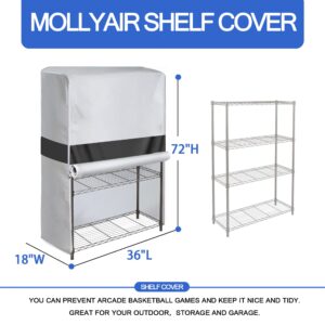 MOLLYAIR Wire Shelf Covers,600D Heavy Duty Waterproof Dustproof Shelving Unit Cover, Rack Covers Suitable for Multiple Scenarios Such as Living Rooms, Kitchens, and More. (Silver Black,36x18x72 Inch)