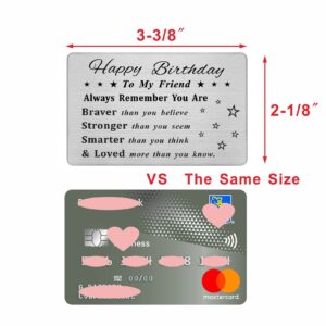 DEGASKEN Friend Birthday Cards - Happy Birthday Friend Gifts - Personalized Steel Engraved Wallet Card