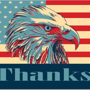 Small World Greetings Bald Eagle Thank You Cards 12 Count - Patriotic Thanks - Veteran's Day - Eagle Scouts - Military - Boy Scouts - Blank Inside with Envelopes - 5.5" x 4.25" (A2 Size)