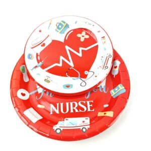 LOONELO 52pcs Thank You Nurse Party Supplies, Happy National Nurses Appreciate Week Table Party Decorations, Disposable RN Graduation Congrats Tableware Set Plates,Napkins,Cups