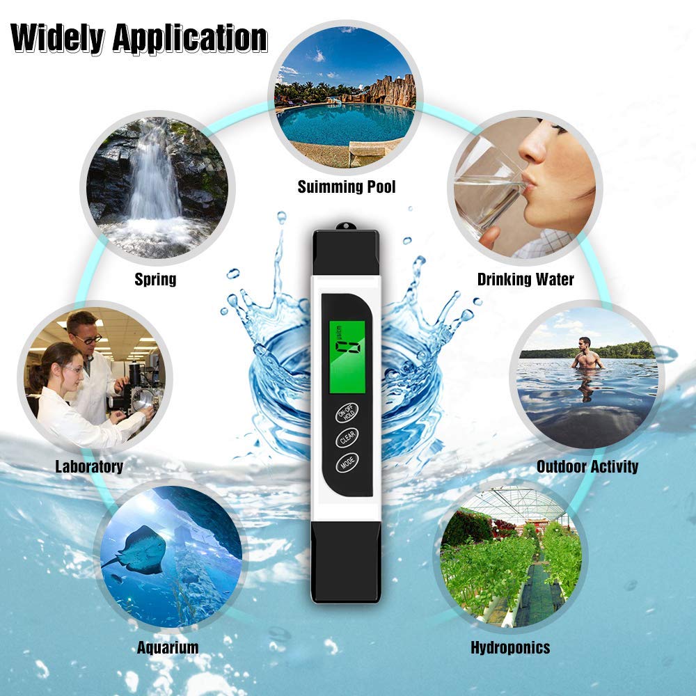 Water Quality Tester, Towallmark TDS Meter, EC Meter & Temperature Meter 3 in 1, 0-9990ppm, Ideal Water Test Meter for Drinking Water, Aquariums, etc.