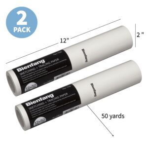 Bienfang Sketching & Tracing Paper Roll, White, 12 Inches x 50 Yards (2-Pack) - for Drawing, Trace, Sketch, Sewing Pattern