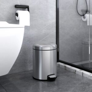 Veelesa 1.32 Gal./5 Liter Stainless Steel Round Step-on Bathroom and Office Kitchen Trash Can