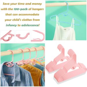 MJRASG Anti-Slip Plastic Baby Hangers, 100-Pack, Light Pink, Ideal for Closet Organization, Easy to Use, Holds Clothes Securely