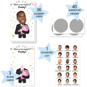 Funny Baby Shower Scratch Off Game Cards, Scratch Off Lottery Ticket Raffle Cards Baby Shower Game, Great Party Icebreak Game Ideas for Baby Shower, who is the baby's daddy, Black Suit, 40 Cards