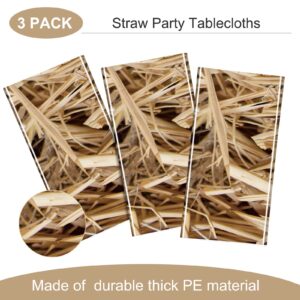 Tudomro 3 Pcs Fall Thanksgiving Tablecloth Farm Hay Plastic Tablecloth Autumn Straw Tablecover Waterproof Cowboy Western Table Cloth for Harvest Thanksgiving Carnivals Party Supplie, 54 x 108 Inch