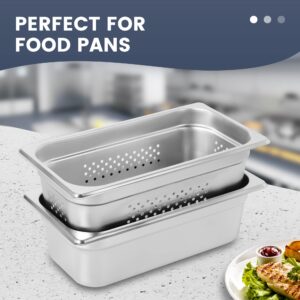 BIEAMA 1/3 Size 4" Deep, NSF Anti-Jam Perforated Stainless Steel Steam Table Pan, Hotel Pan