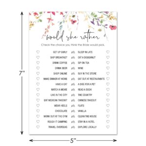 InvitationHouse 24 Wildflower Floral Bridal Shower Games (Would She Rather)