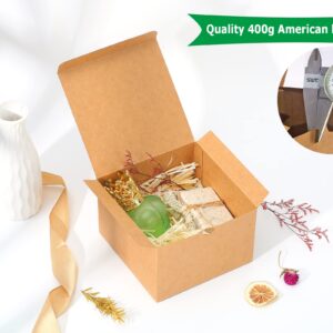 Dekun 5 Pack Premium 6x6x4 Inches Brown Gift Boxes with lid, Easy Assemble Recyclable Bridesmaid Proposal Kraft Boxes Crafting Cupcake Boxes with Lids for Presents/Packaging/Christmas (6x6x4 inches)