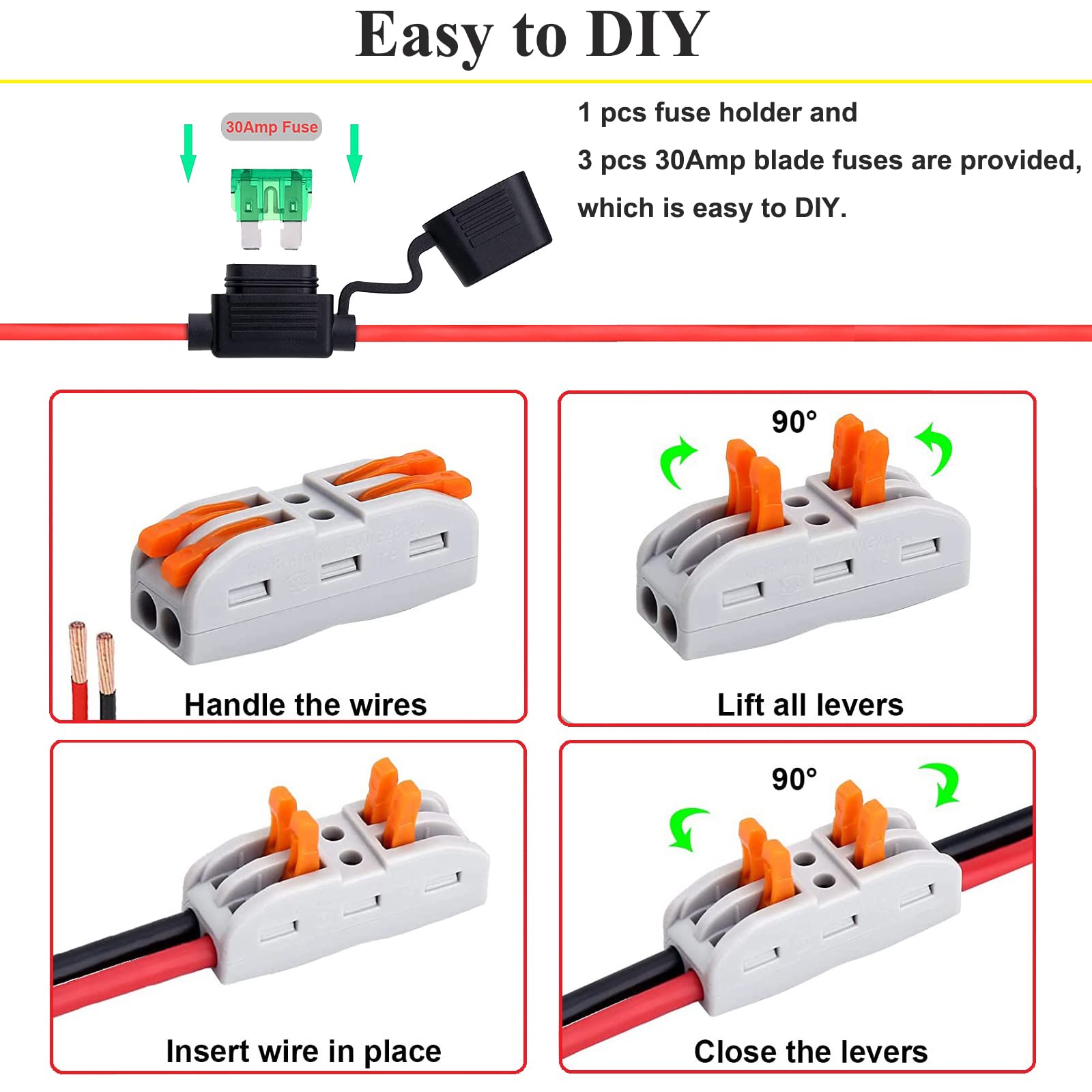 2 Packs Power Wheel Adapter for Dewalt 20V MAX Battery DCB205 DCB206 DCB204 DCB203 Adapter Converter Kit with Fuses & Wire Terminals Connector for DIY Ride On Truck, Robotics, RC Toys and Work Lights