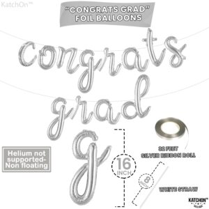 KatchOn, Silver Congrats Grad Balloons - Script, 16 Inch | Congratulations Balloons for Graduation Decorations Class of 2024 | 2024 Graduation Balloons, Graduation Balloons Class of 2024 Decorations