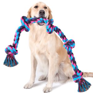 upsky dog rope toy for large medium dogs, dog chew toy for aggressive chewers, indestructible 3 feet 5 knots rope toy, heavy duty tough dog toy, interactive tug of war toy for extra large dogs