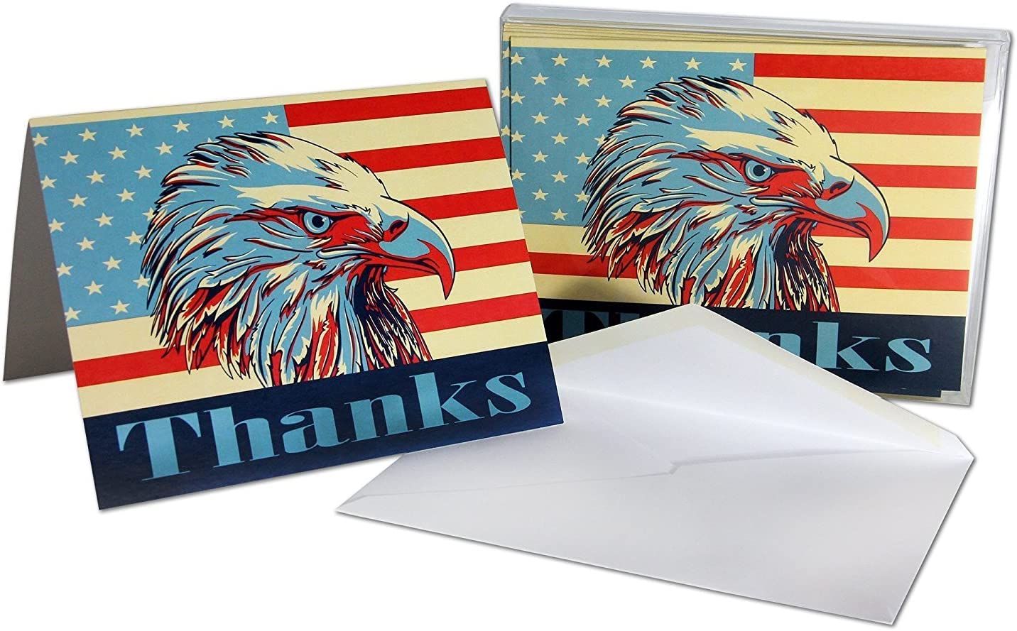 Small World Greetings Bald Eagle Thank You Cards 12 Count - Patriotic Thanks - Veteran's Day - Eagle Scouts - Military - Boy Scouts - Blank Inside with Envelopes - 5.5" x 4.25" (A2 Size)