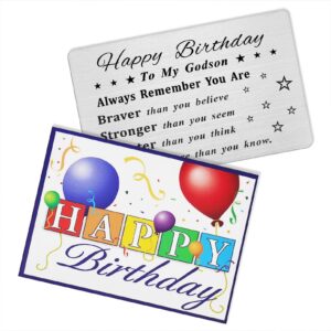 DEGASKEN Godson Birthday Cards - Happy Birthday Gifts for Godson - Personalized Steel Engraved Wallet Card